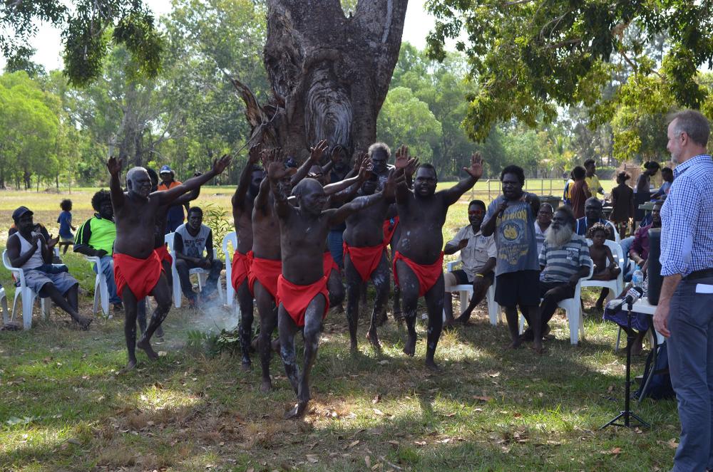 ​Mantiyupwi family dancers at the payment ceremony.